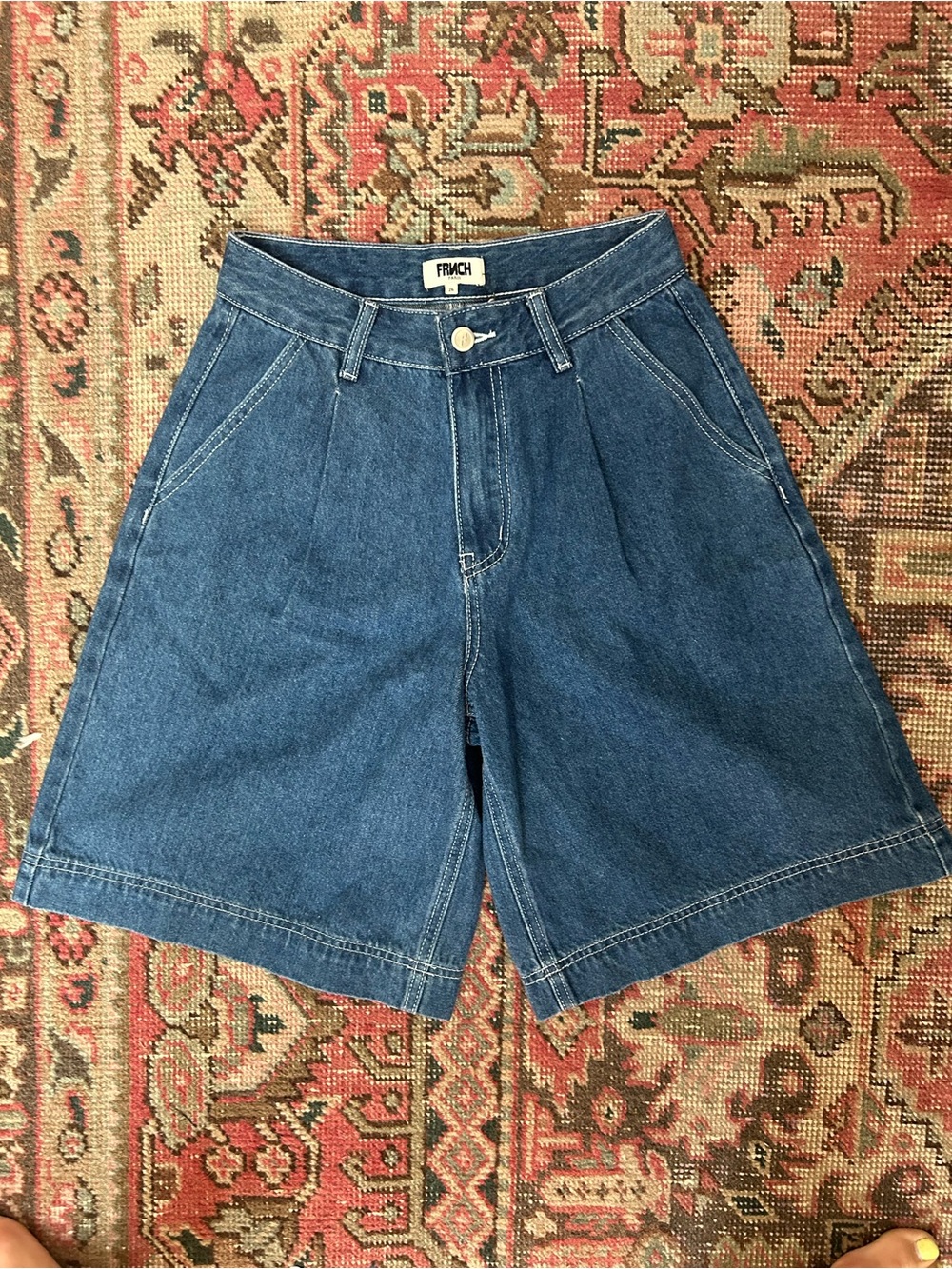 FRNCH Mid-High Rise Blue Denim Bermuda Shorts